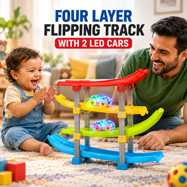 4 Layer Flipping Car Track Set with 2 Bblowing Led Cars (CTS1)