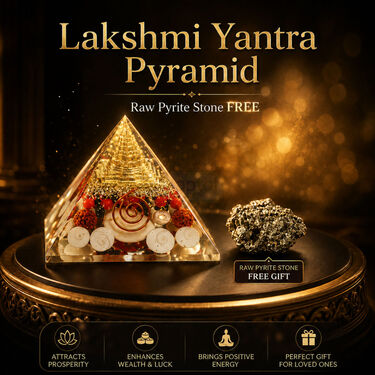 Lakshmi Yantra Pyramid + Raw Pyrite Stone Free (SJPY3)