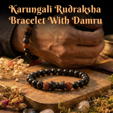 Karungali Rudraksha Bracelet With Damru (SJB7)