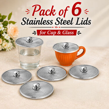 Pack of 6 Stainless Steel Lids For Cup & Glass (LCG)