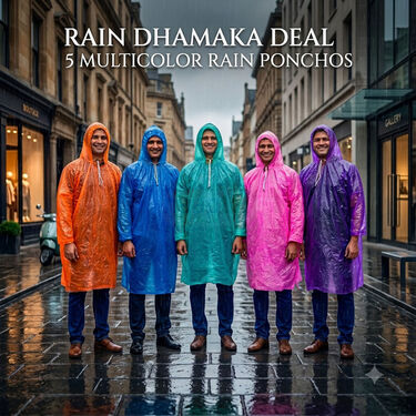 Rain Dhamaka Deal 5 Multicolor Ponchos (5MCR2)