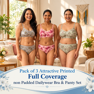 Pack of 3 Attractive Printed Full Coverage Non Padded Dailywear Panty Set (3BP5)