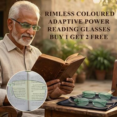 Rimless Coloured Adaptive Power Reading Glasses Buy 1 Get 2 Free (3OC4RG1)