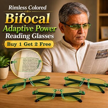Rimless Colored Bifocal Adaptive Power Reading Glasses Buy 1 Get 2 Free (3BOC4RG1)
