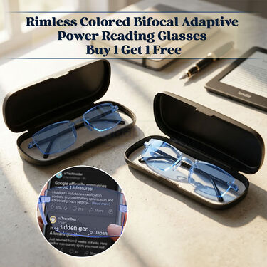 Rimless Colored Bifocal Adaptive Power Reading Glasses Buy 1 Get 1 Free (2BOC3RG1)