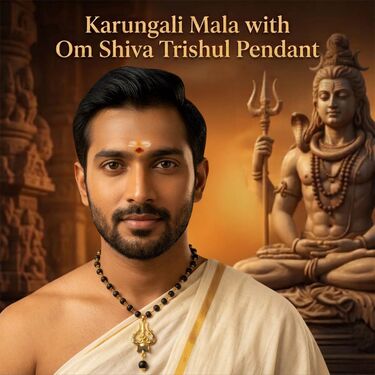 Karungali Mala With Om Shiva Trishul Pendant (SJPN16)