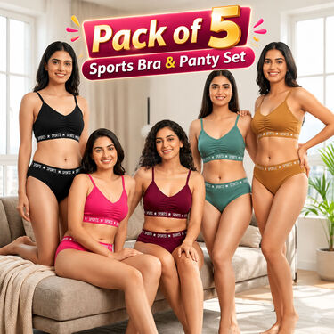 Pack of 5 Sports Bra And Panty Set (5BP1)
