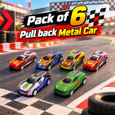 Pack of 6 Pull-Back Metal Cars (RC10)
