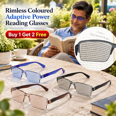 Rimless Coloured Adaptive Power Reading Glasses Buy 1 Get 2 Free (3OC6RG55)