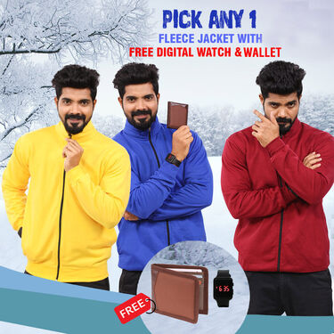 Pick Any 1 Fleece Jacket with Digital Watch And Wallet Free (1FJ18)