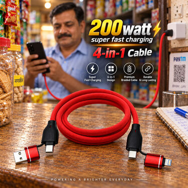 200 Watt Super Fast Charging 4-In-1 Cable (CDC44)