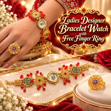 Ladies Designer Bracelet Watch With Free Finger Ring (WJ22)