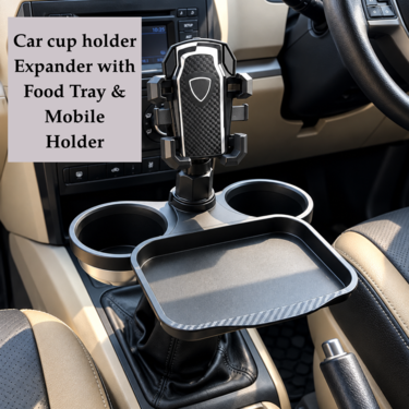 Car Cup Holder Expander With Food Tray & Mobile Holder (CAU7)