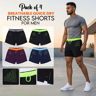 Pack of 4 Breathable Quic Dry Fitness Shorts For Men (4MS8)