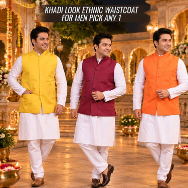 Khadi Look Ethnic Waistcoat For Men-Pick Any 1(MNJ1)
