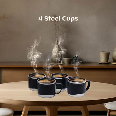 Steel Insulated Hot Flask (1200ml) + 4 Steel Cups (1IF4C2)