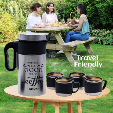 Steel Insulated Hot Flask (1200ml) + 4 Steel Cups (1IF4C2)