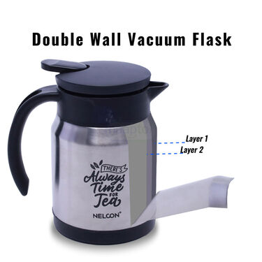 Stainless Steel Insulated Tea Kettle (500 ml) With 2 Steel Cups (1TK2C)