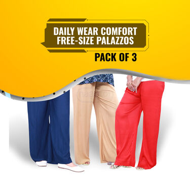 Daily Wear Comfort Free-Size Palazzos ? Pack of 3 (3WP)