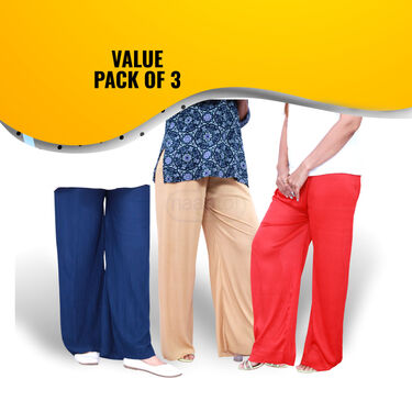 Daily Wear Comfort Free-Size Palazzos ? Pack of 3 (3WP)