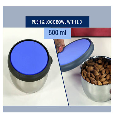 Buy 5 Stainless Steel Bowl + 5 Push & Lock Lid (10PL1) Online at Best ...