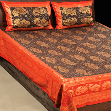 Luxury Queen Pack of 2 Gold Print Bedsheets