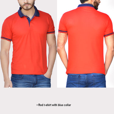 blue polo neck t shirt