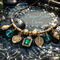 Emerald Green & Golden Crystal Charm Necklace (LJC4)