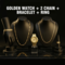 Golden Watch + 2 Chain + Bracelet + Ring (MGW2CBR24)