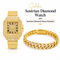 Golden Austrian Diamond Watch With Free Designer Bracelet (MGWB6)