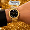 Mens Golden Watch With Free Ladies Designer Watch (MLGW20)