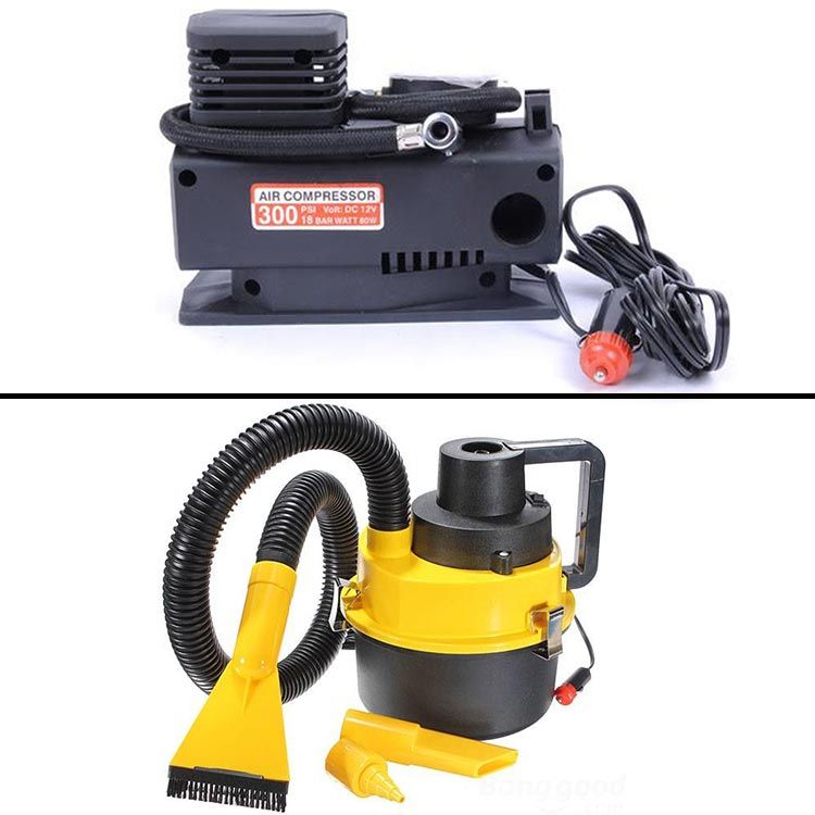 Combo of Air Compressor + Car Vacuum Cleaner Auto Hoover Air Pump 12V