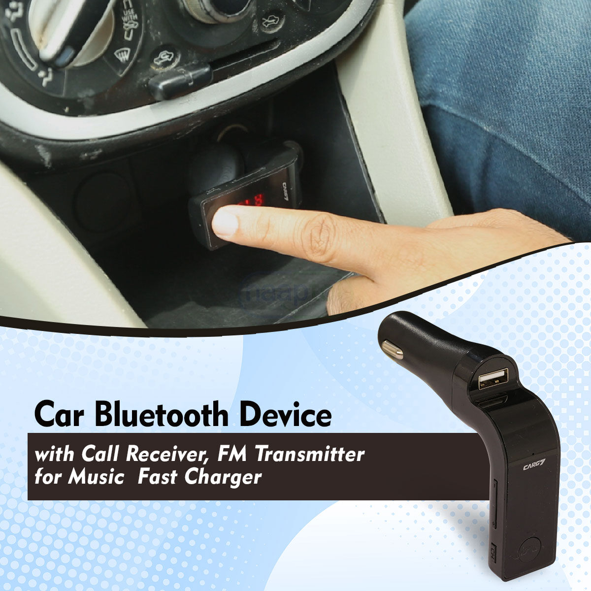 Car Bluetooth Device With Call Receiver FM Transmitter For Music Fast  Charger (BLCC)