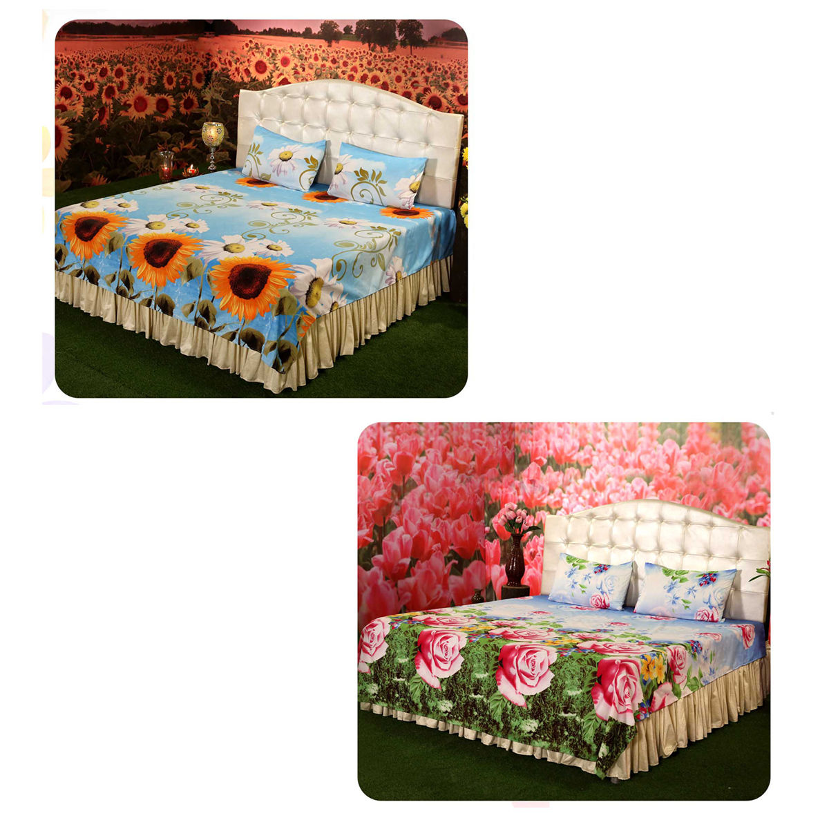 Buy Bloom 3D 8 Bedsheets Combo (4DSBS16) Online at Best Price in