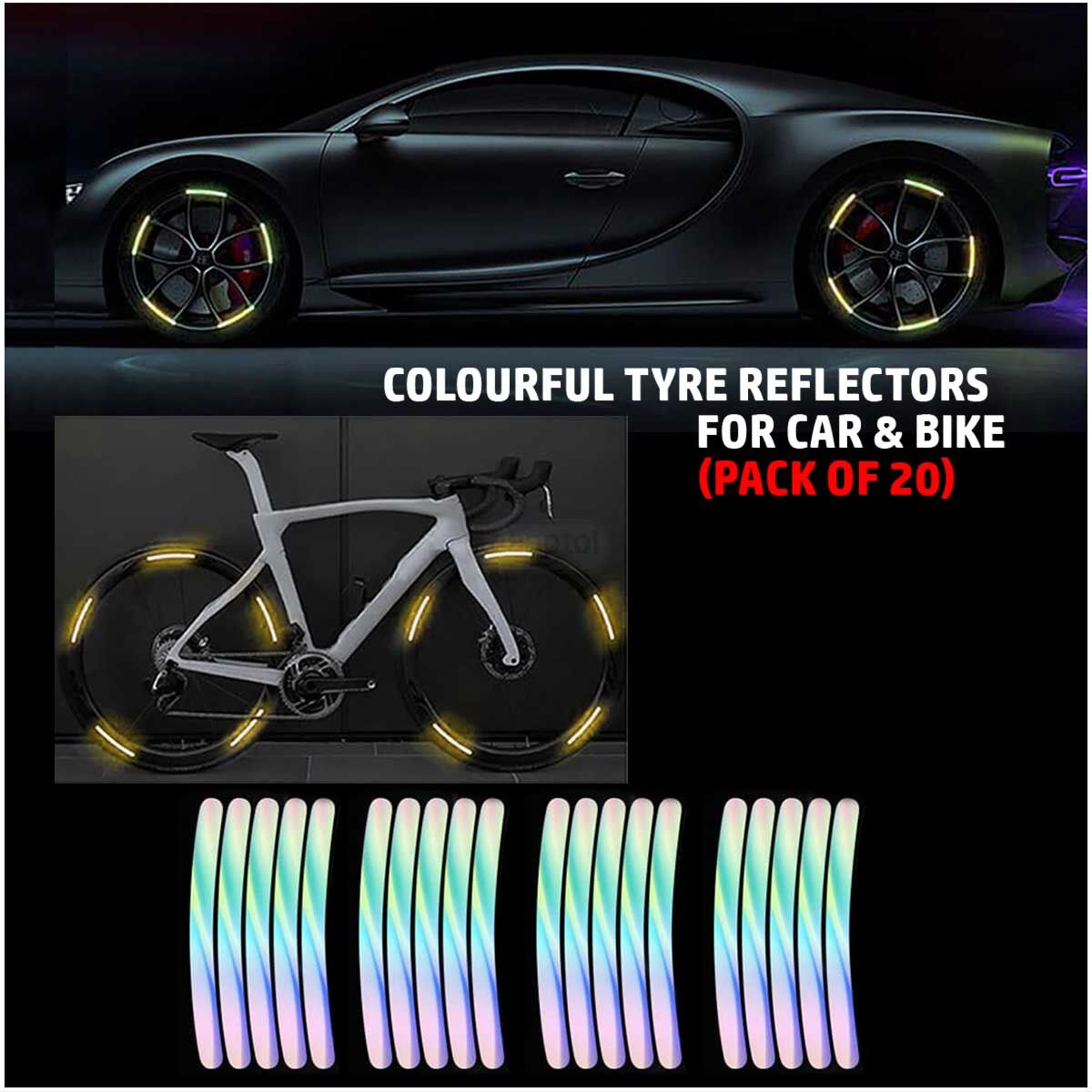 Colorful Tyre Reflectors For Car Bike Pack Of 20 (CTRFCB)