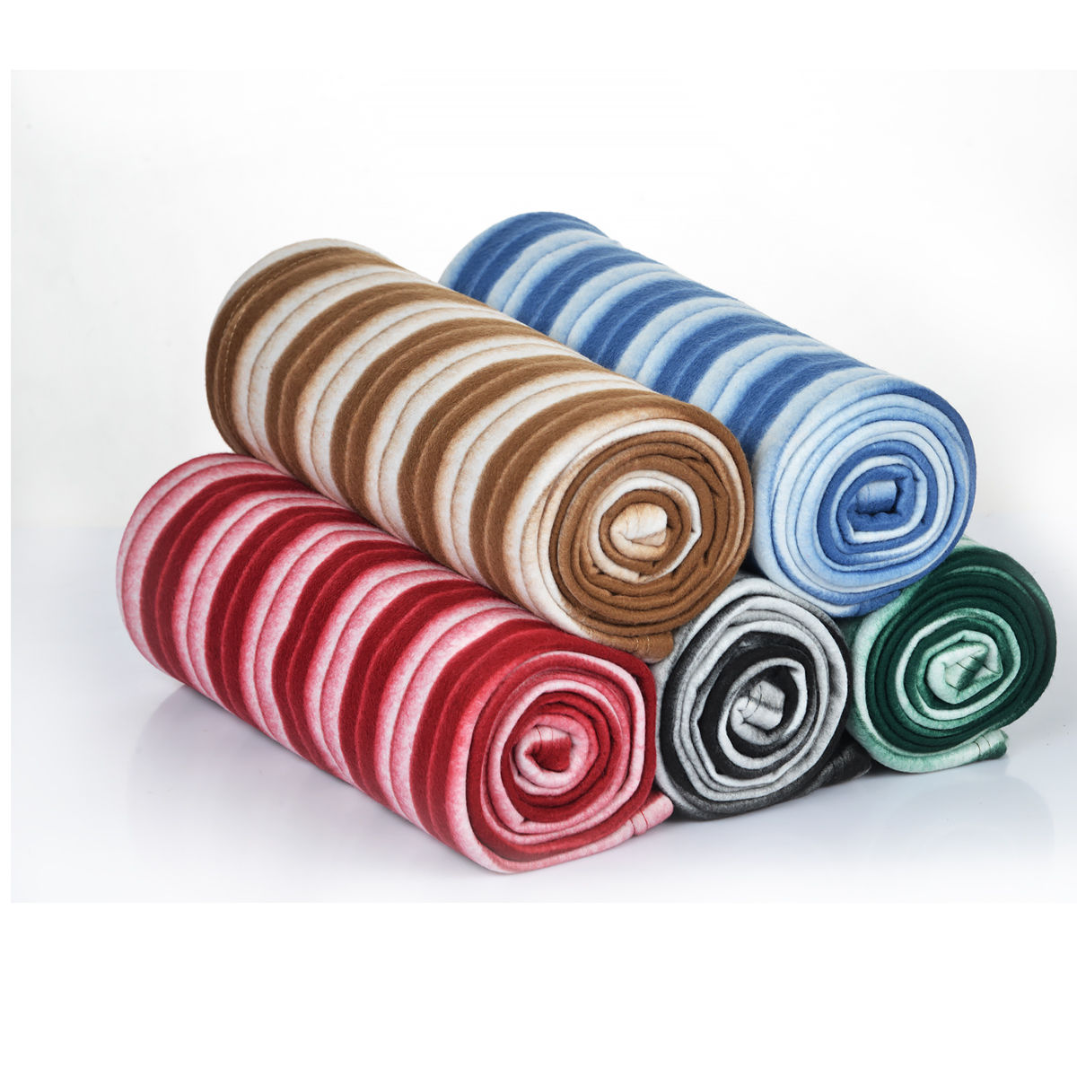 Buy Set of 5 Cabana Stripes Fleece Blankets Online at Best Price in