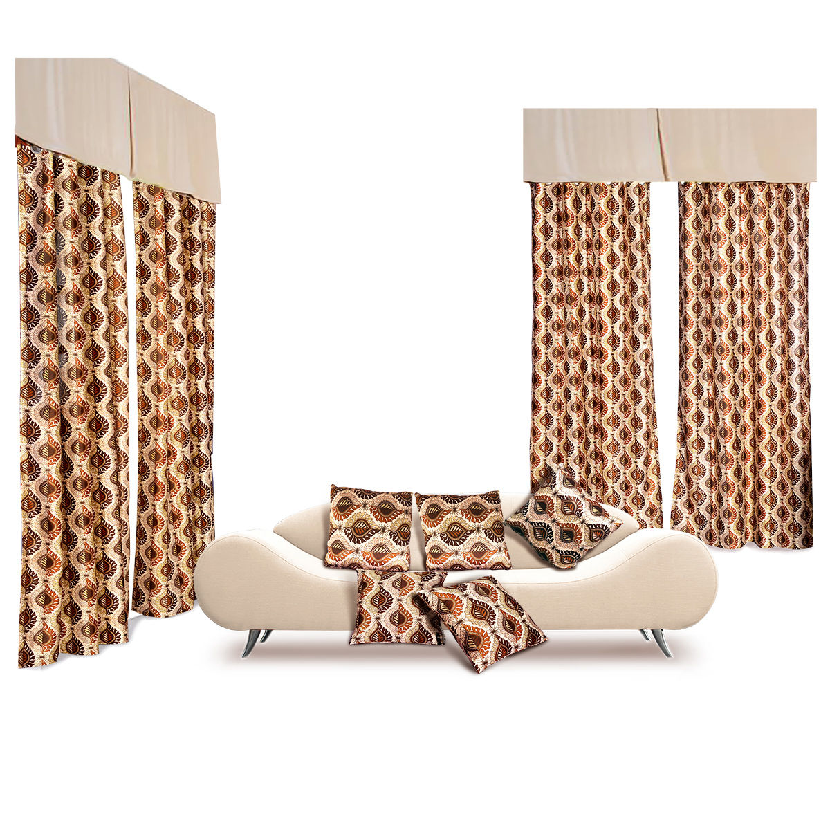 Buy Graceful 9 Pcs Curtain & Cushion Cover Combo Online at Best Price