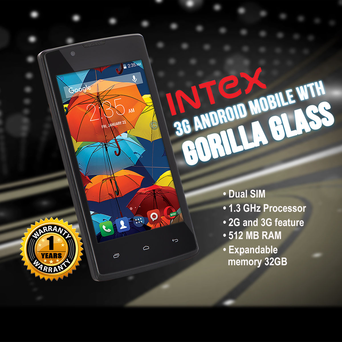 Buy Intex 3G Android Mobile with Gorilla Glass Online at Best Price in