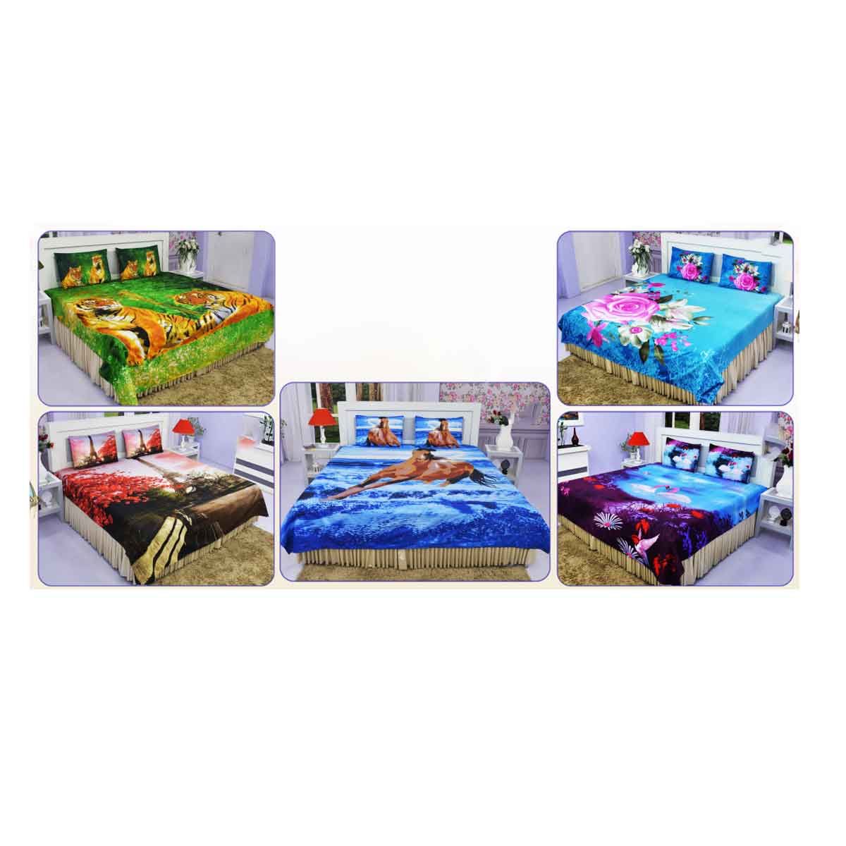 Buy Pack of 5 Ultra 3D Bedsheet Sets (5BS49) Online at Best Price in