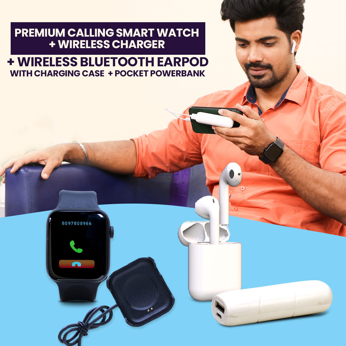 Buy Premium Calling Smart Watch Wireless Charger Wireless - Main Image