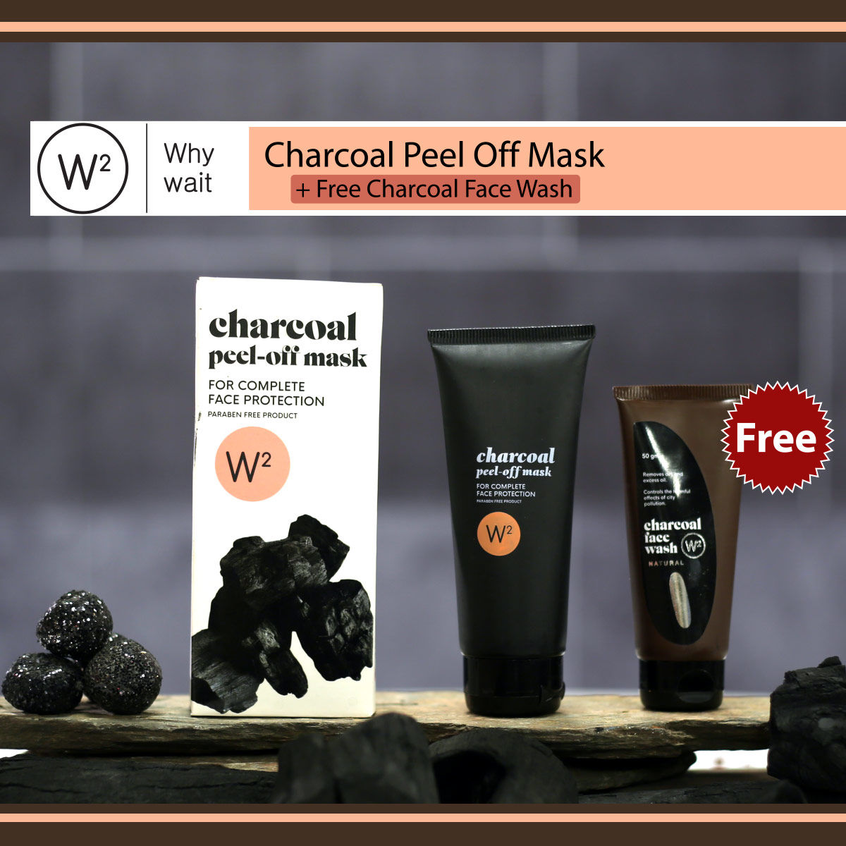 Buy W2 Charcoal Peel Off Mask with Face Wash Online at Best Price in India on