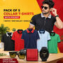 Pack Of 5 Collar T-Shirts With Pocket With 1 Watch + Aluminum Wallet + Sunglass (5PTW-2)