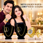 Mens Golden Watch + Ladies Watch + 2 Chain (MLGW2C)