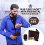 Blue Fleece Jacket with Digital Watch And Wallet Free (1FJ9B)