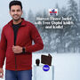 Maroon Fleece Jacket With Digital Watch And Wallet Free (1FJ9M)