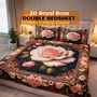3D Royal Rose King Size Double Bed Sheet With 2 Pillow Covers (DBS36)