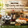 Stainless Steel 12 Cavity Idli Rack + Steel Medu Wada Maker (1IR1VM)