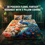 3D Peacock Floral Fantasy Bedsheet With 2 Pillow Covers (DBS38)