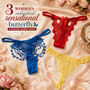 3 Women's Embroidered Sensational Butterfly Intimate Under Wear (3SP2)