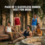 Pack of 5 Cut Sleeve Ribbed Vests For Men (5SL13)